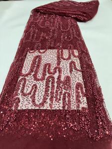 Tissu KC en dentelle géométrique à <span class=keywords><strong>sequins</strong></span> brillants, tulle respirant pour robe de mariée africaine, plusieurs couleurs en stock - Product Image 5