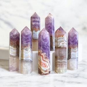 Vente en gros de tours de pierres de guérison en améthyste et <span class=keywords><strong>agate</strong></span>, pointes de cristal polies de haute qualité pour la décoration - Product Image 5