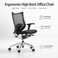 Chaise de bureau moderne en maille, siège ergonomique de direction avec base en aluminium, dossier haut inclinable, fournisseur OEM