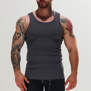 Custom Mens logo Ribbed Gym tank Top Heavyweight Cotton Muscle Sleeveless Running <strong>Stringer</strong> Fitness Sports Workout <strong>Vest</strong> - Product Image 3