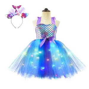 Disfraz de Sirena Pastel para Niñas con Luces LED, Vestido Tutú de Verano para Halloween - Product Image 4