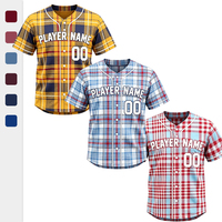 Maillot de baseball personnalisé à carreaux écossais, nom et numéro d'équipe personnalisés, t-shirt de baseball pour hommes, uniforme officiel pour le jour du match