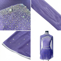 Robe de patinage artistique violette pour femmes et filles, tenue de compétition pour ballet et danse latine, avec strass pour enfants