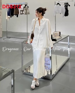 Vietnam Design personnalisé ensemble femmes à manches longues ensemble décontracté mode avec chemise blanche et jupe longue adaptée au travail - Product Image 3
