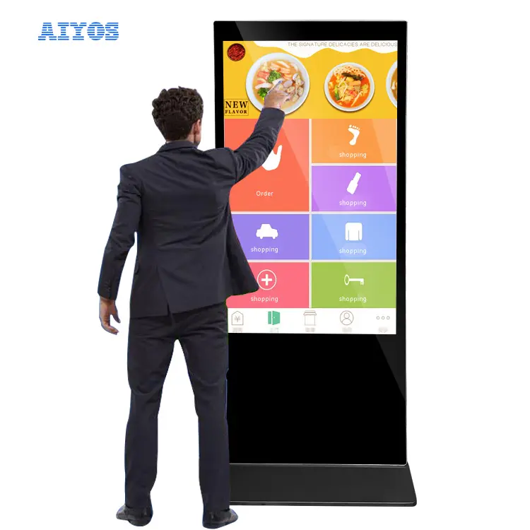 55 Inch Indoor Pro LCD Screen Capacitive Touch Panel 4K Advertising Display Android 11 800nits 5G Wifi Digital Signage Kiosk