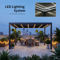 Pérgola de lujo moderna para exteriores, persiana automática impermeable de aluminio para techo, pérgola de jardín de Metal