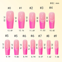 Faux ongles à presser en acrylique, couvrance totale, design français, forme cercueil longue, style Hottie, rose