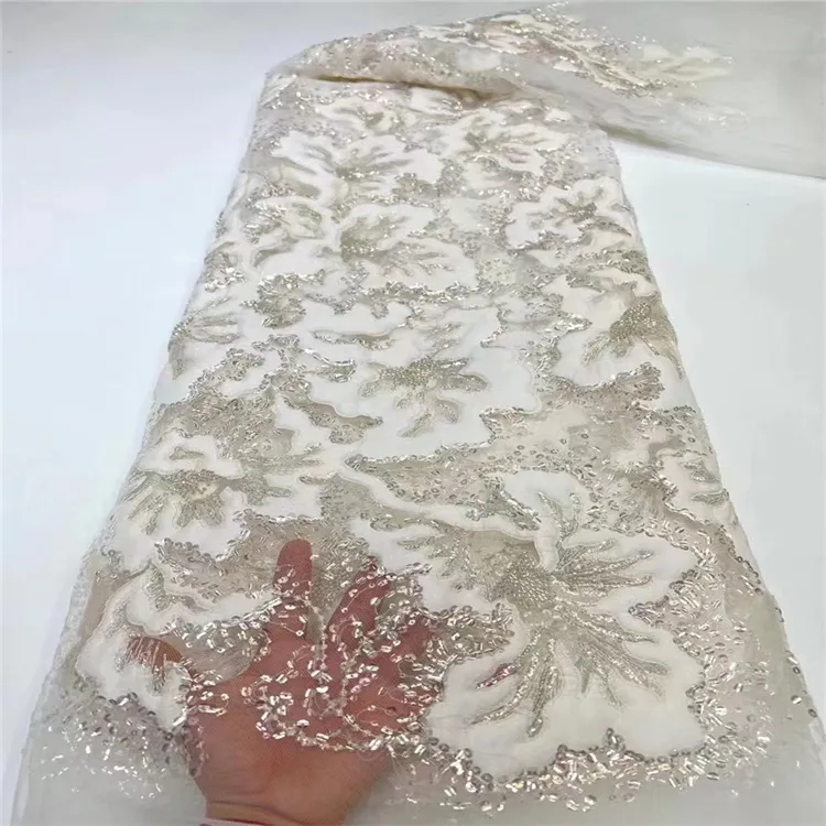 結婚披露宴のドレスのためのベストセラー5ヤードアフリカフレンチシャンティイ刺Embroideryネットメッシュチュールレース生地