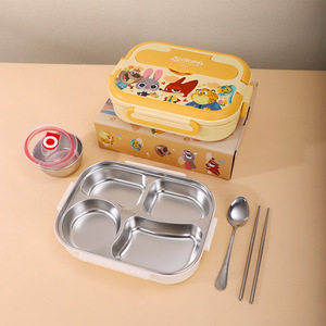 Boîte à lunch en acier inoxydable 304, boîte bento divisée à l'épreuve des fuites, motif dessin animé Zootopia/<span class=keywords><strong>Mickey</strong></span>, pour enfants et employés de bureau - Product Image 3