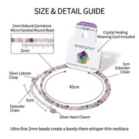 Collier de perles micro-facettées en pierres précieuses naturelles de 2 mm, coffret cadeau de cartes de guérison en cristal, Fluorite Améthyste, 20+ pierres ultra-fines, OEM