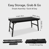 Areffa Outdoor Aluminium Klappbarer H-Bein Glamping-Tisch Tragbarer Schwarzer Picknick-Grill-Tisch Kleiner Rechteckiger Leichtgewichtiger Camping-Tisch