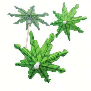 Petit bâtonnet de fleur en papier en forme de parapluie en noix de coco verte, réutilisable, pour cocktail, fête, remise de diplôme, décoration de gâteau - Product Image 4