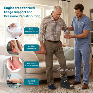 <span class=keywords><strong>Chaussure</strong></span> <span class=keywords><strong>de</strong></span> décompression du <span class=keywords><strong>talon</strong></span> pour la récupération post-chirurgie calcaneenne, à bout carré et semelle compensée, CE ISO FDA OEM - Product Image 3