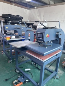 J khí nén 3500W 40*60 tự động Vinyl chuyển T-Shirt thiết bị in ấn Nhiệt Báo Chí đôi trạm Máy hồng ngoại vị trí - Product Image 5