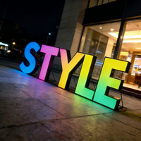 Lettres lumineuses LED RGB 3D personnalisées Kelly pour extérieur, enseigne murale pour club, bar, entreprise, affichage de logo mural