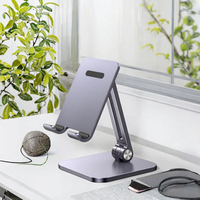 Penyangga Ponsel Lipat Fleksibel dari Aluminium Alloy, Tinggi Dapat Disesuaikan, Portabel, untuk Meja, Tablet, Logo Kustom Tersedia