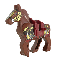 Petit modèle de cheval de guerre à construire soi-même, blocs de construction MOC, jouet de chevalier médiéval, jouets en briques