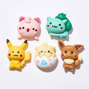 Kawaii Cartoon Ice Cream Dog Resin 3D Cute Pikachu Egg DIY Charm Jewelry Decoration