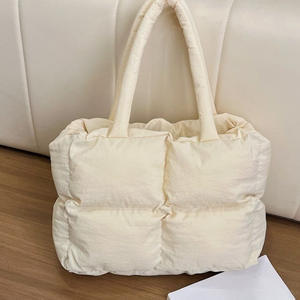 Up to 1L Custom Puffer Quilted Open Tote Bag Unisex Soft Aesthetic <b>Shoulder</b> Handbag Luxury Fashionable <b>Padded</b> Shopping - Product Image 1