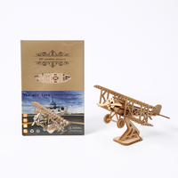 Puzzle 3D en bois en gros, biplan à assembler soi-même, modèle d'avion de chasse vintage