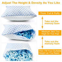 Oreiller ferme en mousse à mémoire de forme déchiquetée, réglable en hauteur, rafraîchissant et respirant pour dormir, taille Queen, lot de 2