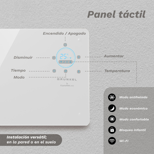 Calentador Eléctrico Grunkel Crystaltek 2000 de 2000W con Termostato Inteligente WiFi y Panel de Calefacción Programable - Product Image 6