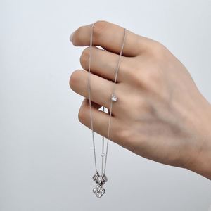 Dylam Dainty Design 925 <b>Silver</b> Rhodium 18K Gold Plated Link Chain 5A Zirconia Four <b>Leaf</b> Clover Twisted Circle Pendant <b>Necklaces</b> - Product Image 5