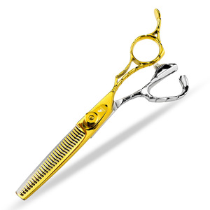 Tijeras de peluquería Nepson con mango dentado de 6,0 pulgadas, color dorado brillante, <span class=keywords><strong>CDM</strong></span> - Product Image 3