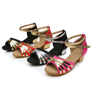 Wholesale New Children Latin Dance Shoes Low Heel Ballroom Dancing Shoes for Kids Girls Suede Outsole