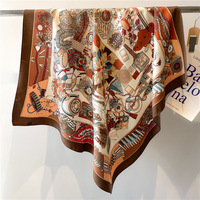 Foulard imprimé en twill, grand carré, petit foulard en soie parfumée, châle décoratif anti-plis pour femme en polyester