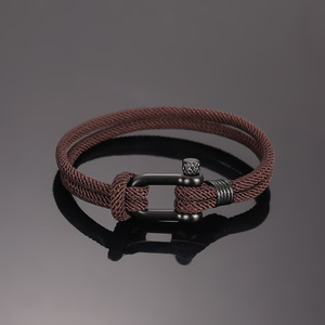 Pulsera en forma de U de acero inoxidable para hombre, pulsera Náutica de moda de doble capa con diseño de cuerda de Milán, pulseras de grillete deportivas de supervivencia al aire libre - Product Image 2