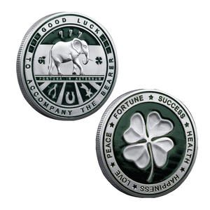 Geluksmuntcollectie Vier Klavertje Olifant Goud Verzilverd Creatieve Herdenkingsmunt Voor Geschenk Met Logo - Product Image 4