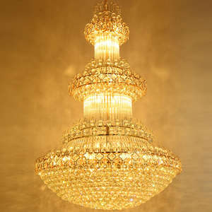 Suspension villa nordique luxe grande lampe or grand lustre en cristal boule suspension pour hôtel - Product Image 4