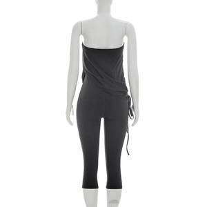 Viviblook D26JP142 Mono de una pieza para mujer, sexy, sin tirantes, con cordón ajustable, de color liso, estilo bodycon, para verano - Product Image 5
