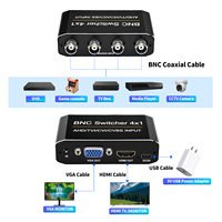Convertisseur vidéo AHD TVI CVI CVBS BNC vers HDMI VGA 4 canaux avec télécommande IR, boîtier métallique pour CCTV, commutateur BNC 4x1