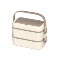 Boîte à lunch double niveau en acier inoxydable 304 Cedar Space, compatible micro-ondes, compartiments multiples, conteneur portable pour le stockage et le maintien au chaud des aliments