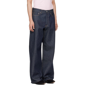 Jeans de Mezclilla Cruda Sin Lavar Personalizados, 100% Algodón, Color Índigo, Jeans Holgados, Moda Casual, Pierna Ancha, Jeans de Alta Calidad para Hombre - Product Image 4