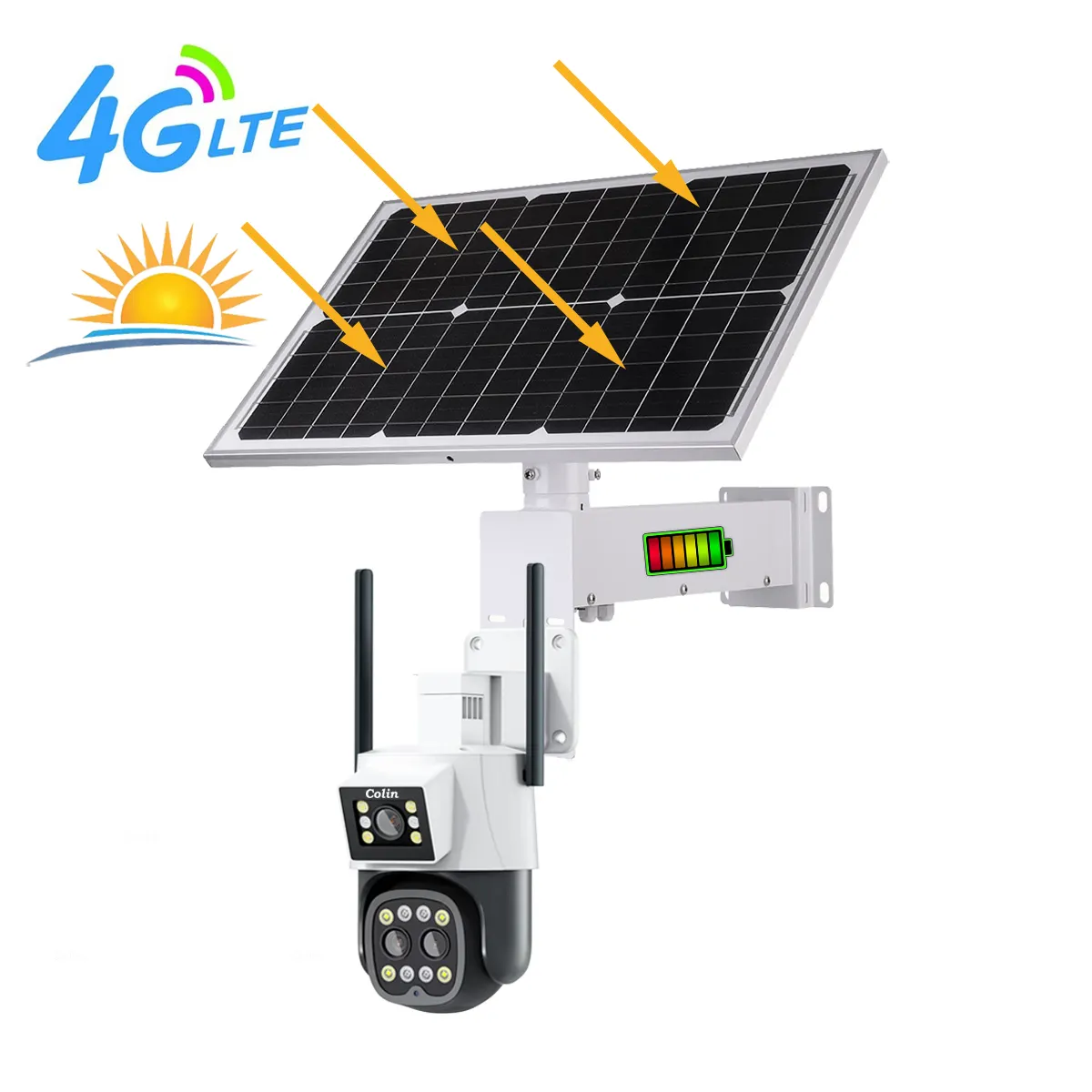 40W 20AH énergie solaire cctv double objectif 3g ou 4g carte sim ou wifi énergie solaire zoom 10x ultra hd 4k caméra de sécurité