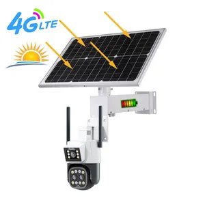 40W 20AH solar power cctv dual lens 3g or 4g sim card or wifi solar energy 10x zoom ultra hd 4k security camera