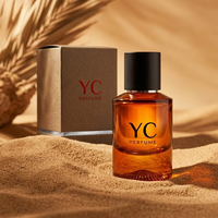 Botella de Perfume de Vidrio Cilíndrica Vacía de 50 ml, Color Ámbar Degradado, con Caja de Lujo de Alta Calidad