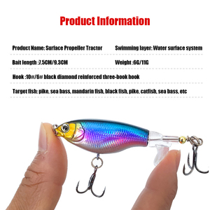 Nuevo señuelo luminoso de pesca de 6g 11g, señuelo flotante de superficie, cebo <span class=keywords><strong>Whopper</strong></span> Popper con el <span class=keywords><strong>precio</strong></span> más bajo - Product Image 4
