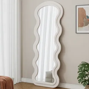Espejo de Pie de Cuerpo Entero con Marco de Franela para Dormitorio y Sala de Estar, para Colgar o Apoyar en la Pared, Color Blanco - Product Image 2