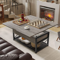 Table basse convertible moderne en bois massif personnalisable avec des couleurs vives, un design élégant et un rangement facile pour le salon