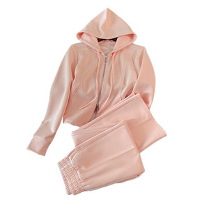 Ensemble décontracté et élégant pour <span class=keywords><strong>femme</strong></span> : Nouveau <span class=keywords><strong>style</strong></span> occidental anti-âge, cardigan à capuche et pantalon large, deux pièces - Product Image 5
