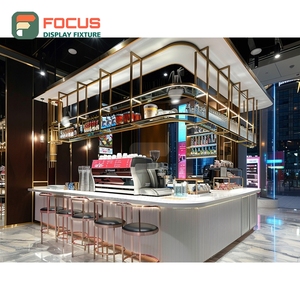 Mostrador de Servicio de Café Contemporáneo, Estante de Pago Frontal, Estación de Barista, Mostrador de Cafetería en Negro Mate - Product Image 4