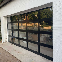 Porte de garage sectionnelle en aluminium et verre, transparente, à vue complète, pliable, pour cour et entrée commerciale