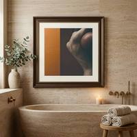 Impression sur toile encadrée de luxe originale, art corporel, tons terreux, Art déco, photographie décorative pour hôtel de luxe moderne et décoration intérieure