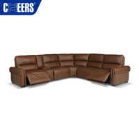MANWAH CHEERS Europäisches Elektrisches Echtleder-Sofa-Set, Modernes Zero-Gravity-Sofa, Modulares Wohnzimmer-Sektionalsofa mit Elektrischer Liegefunktion