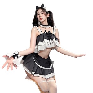 Lemon Story Lingerie Set Half Cup Bikini Mid Rise Breathable Women Sailor Uniform Style <b>Cat</b> Ear Headband - Product Image 4