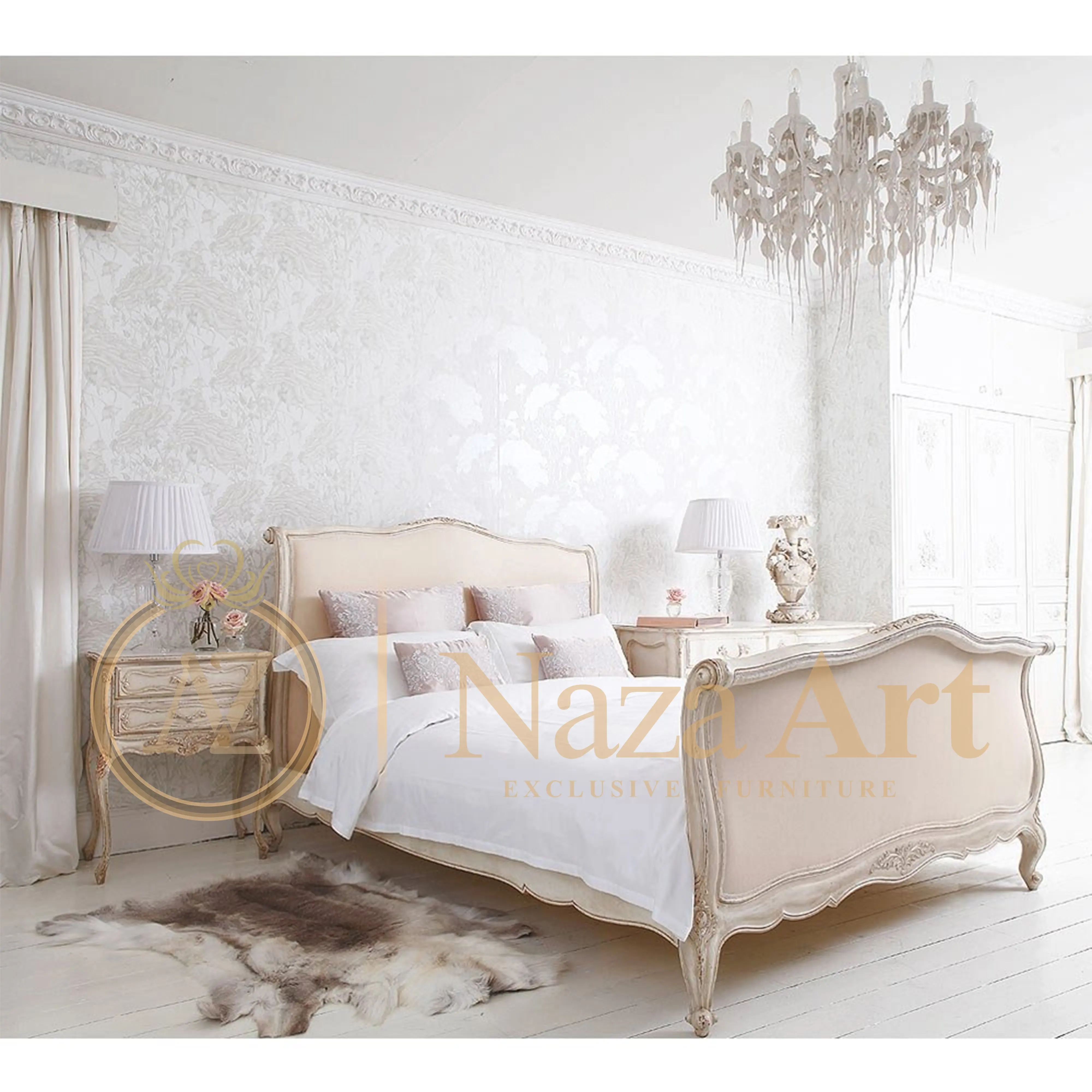 Rangka tempat tidur, tempat tidur kayu untuk furnitur kamar tidur gaya Prancis dan gaya Eropa